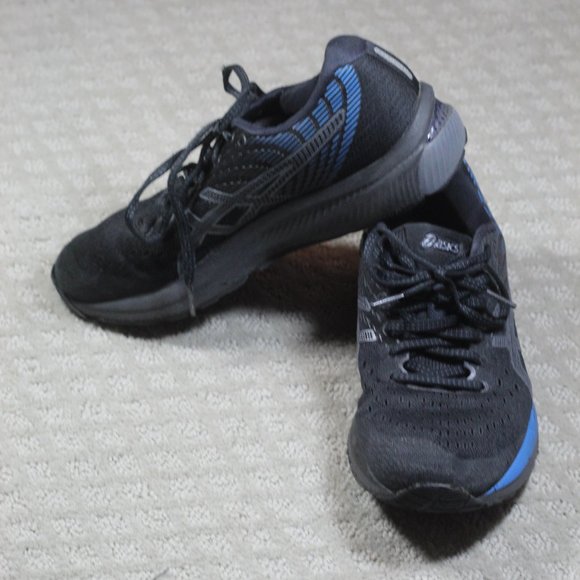 Asics Size 7 Black & Blue Gel Cumulus Flyte Foam Sneakers - Picture 1 of 6
